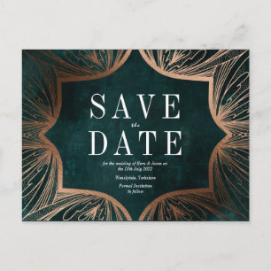Carte Postale Art Nouveau faux or Mariage ENREGISTRER LA DATE