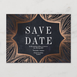 Carte Postale Art Nouveau faux or Mariage SAVE THE DATE