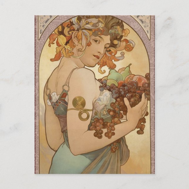 Carte Postale Art Nouveau Femme Mucha Belle (Devant)