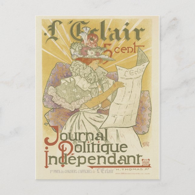 Carte postale Art Nouveau - Journal (Devant)