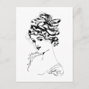 Carte Postale Art Nouveau Lady 1917 Art