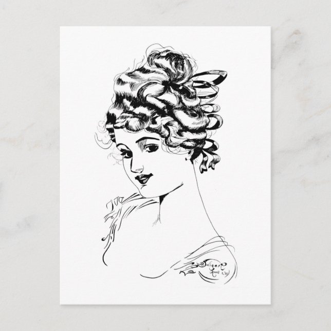 Carte Postale Art Nouveau Lady 1917 Art (Devant)