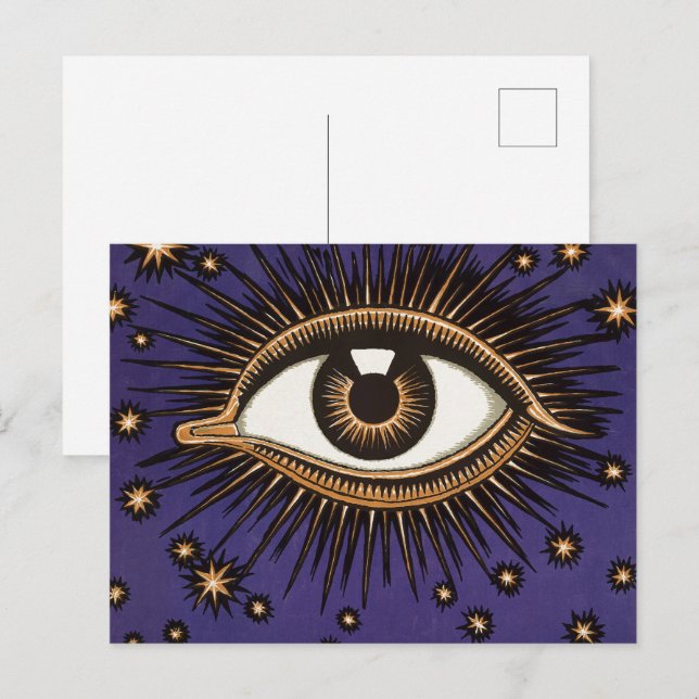Carte Postale Art nouveau Magic Eye & Stars Illustration Vintage (Devant / Derrière)