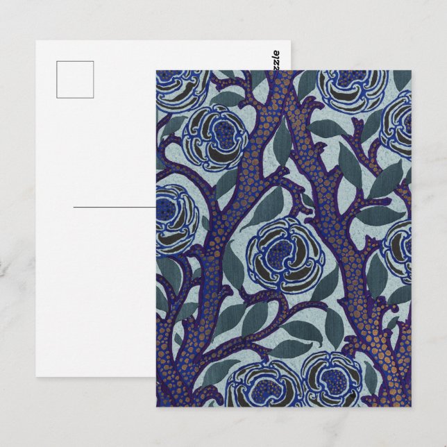 Carte Postale Art Nouveau motif floral inspiré de Samarkand (Devant / Derrière)