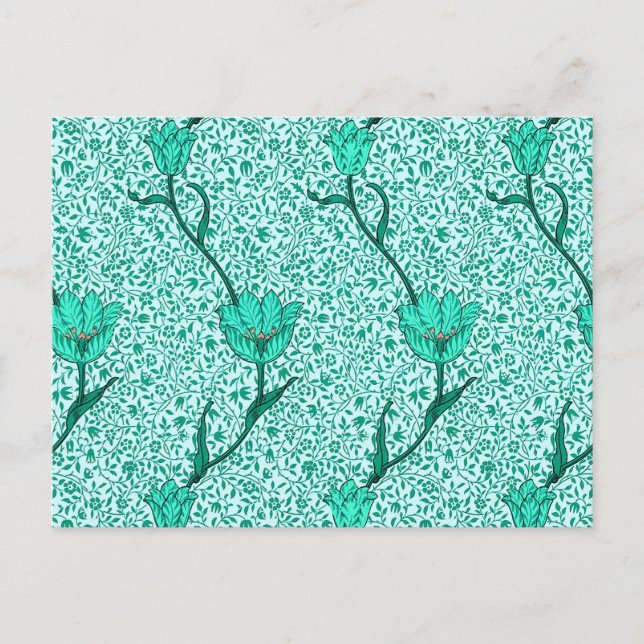 Carte Postale Art Nouveau Tulip Damask, Turquoise (Devant)