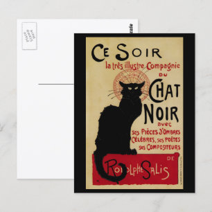 Carte Postale Art Nouveau vintage, Ce Soir Conversation Noir Cha