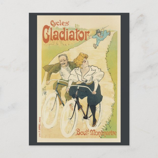 Carte Postale Art Nouveau vintage, Cycles Gladiateurs Vélos (Devant)