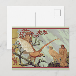 Carte Postale Art Nouveau Vintage Émeraude Sagesse Aigle Art de