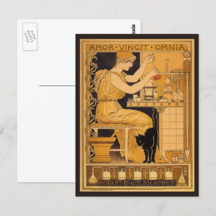 Carte Postale Art Nouveau vintage, L'amour triomphe de tout Scie