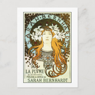 Carte Postale Art nouveau vintage Mucha Sarah Bernhardt ad