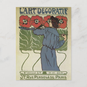 Carte Postale Art Nouveau vintage, Peinture Artiste Fleurs De Pa