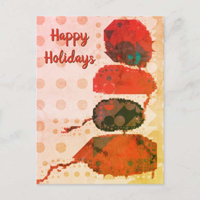 Carte Postale Art numérique abstrait rouge beige Joyeuses Fêtes (Devant)