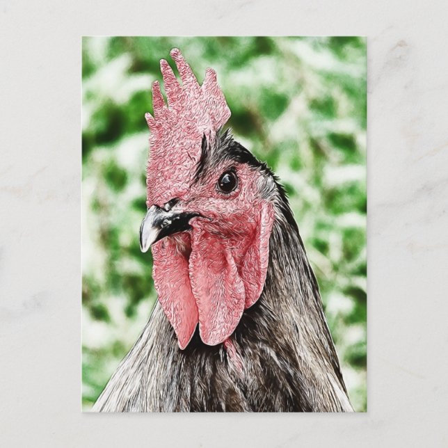 Carte Postale Art numérique Blue Rooster (Devant)