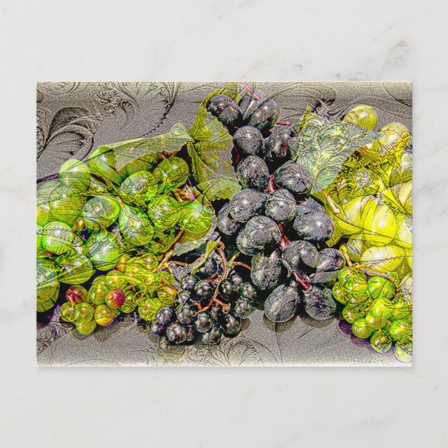 Carte postale Art numérique de raisin vintage (Devant)