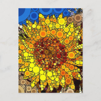 Carte Postale Art numérique en mosaïque du cercle de tournesol b