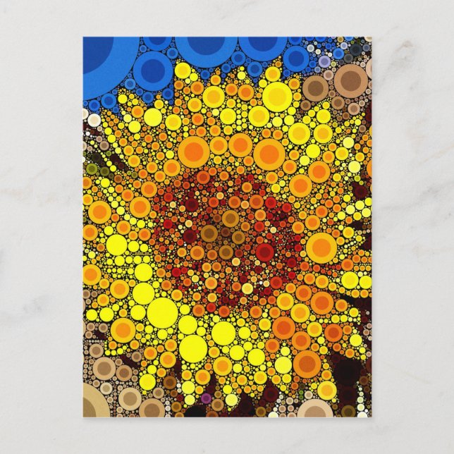 Carte Postale Art numérique en mosaïque du cercle de tournesol b (Devant)