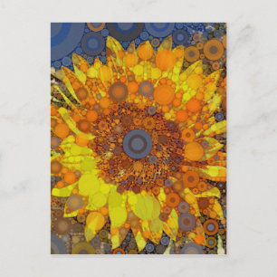 Carte Postale Art numérique en mosaïque du cercle de tournesol b