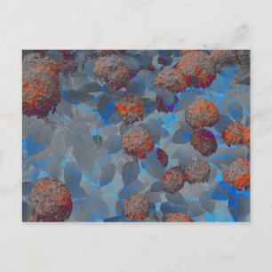 Carte Postale Art numérique motif de fleurs de couleur orange bl