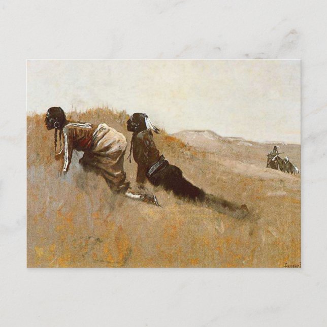 Carte Postale Art occidental « Éclaireurs indiens observant Cust (Devant)