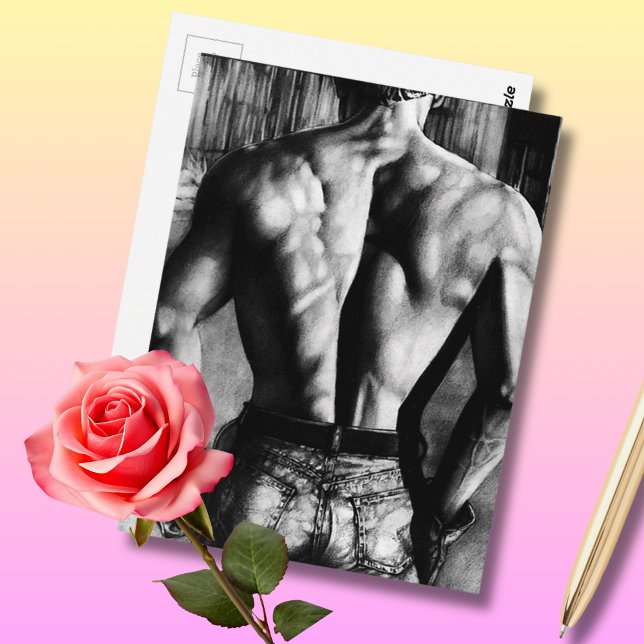 Carte Postale Art original Bodybuilder de dos en jeans serré Coo (Cool Postcard!! What more could you want?)