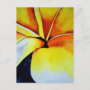 Carte Postale Art original de la fleur Tropical Jaune Frangipani