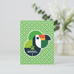 Carte Postale Art personnalisé de toucan géométrique tropical du