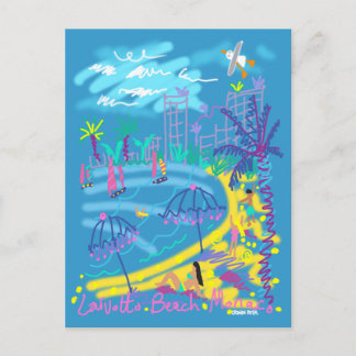 Carte postale Art : Plage de Larvotto Monaco Dessi