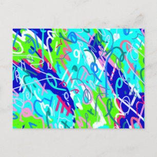 Carte Postale Art pop bleu et vert