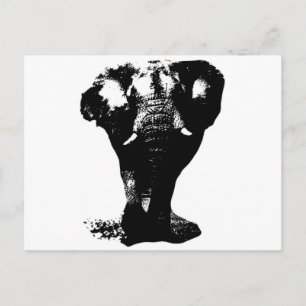 Carte Postale Art pop Eléphant Noir & Blanc