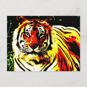 Carte Postale Art Pop Tiger Retro