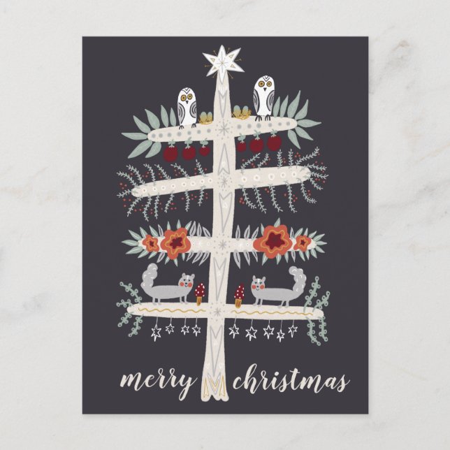 Carte Postale Art populaire Arbre de vie Noël Fêtes de Noël PERS (Devant)