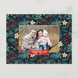Carte Postale Art populaire Mistletoe Holly Berries Photo de Noë