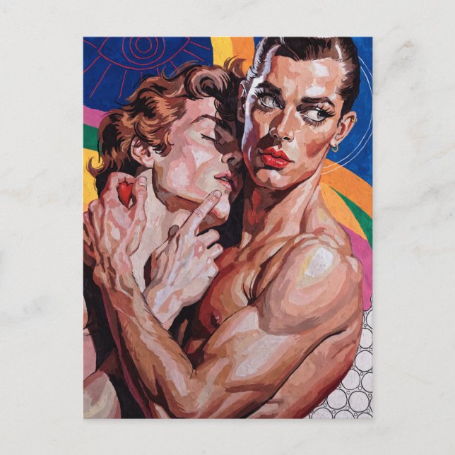 Carte Postale Art Psychédélique Rétro Queer (Devant)