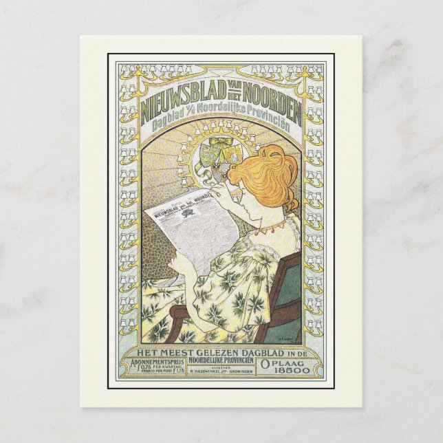 Carte Postale Art publicitaire vintage : journal néerlandais (Devant)