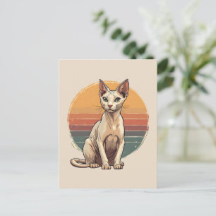 Carte Postale Art Rétro de Mère Chat Sphynx Vintage