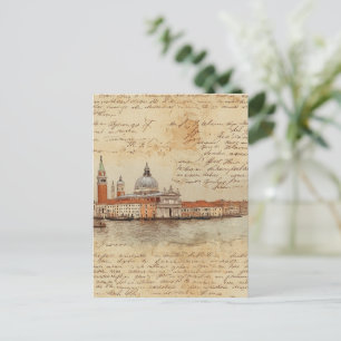 Carte Postale Art romantique Vintage de Venise avec Script