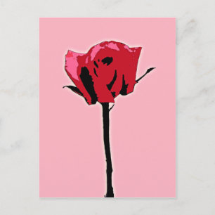Carte Postale Art rose rouge et rose