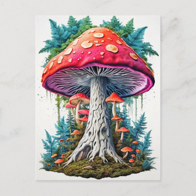 Carte Postale Art Sauvage Sproud Champignons Psychédéliques (Devant)