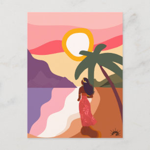 Carte Postale Art Tahiti Polynésie Vahiné