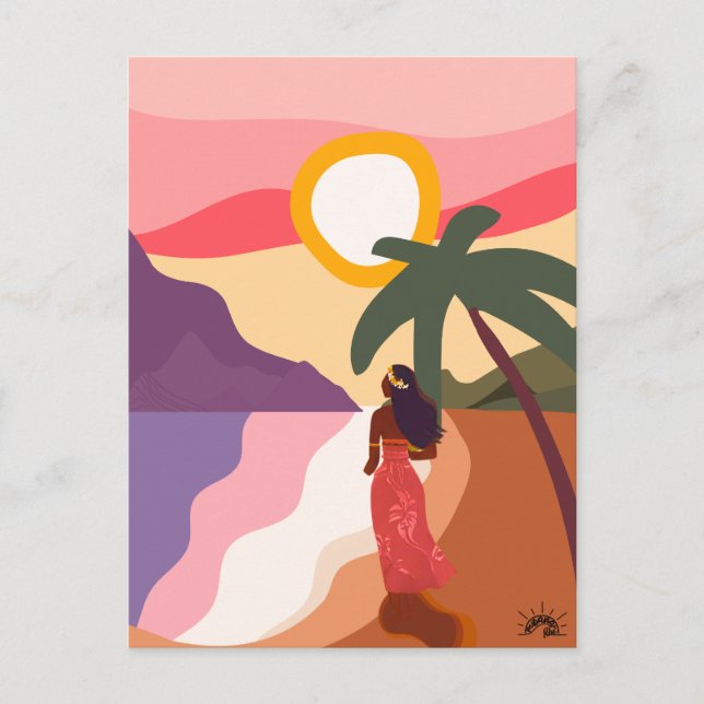 Carte Postale Art Tahiti Polynésie Vahiné (Devant)