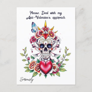 Carte Postale Art tatouage inspiré unisex Anti-Valentine coutume