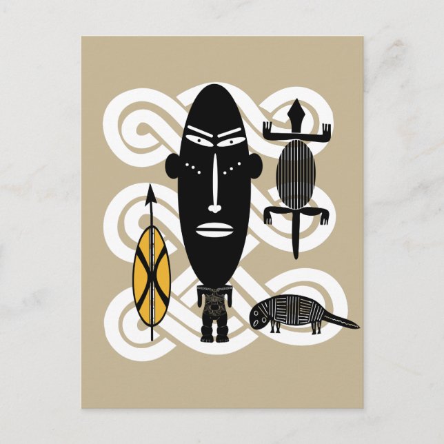 Carte Postale Art tribal africain abstrait moderne contemporain (Devant)