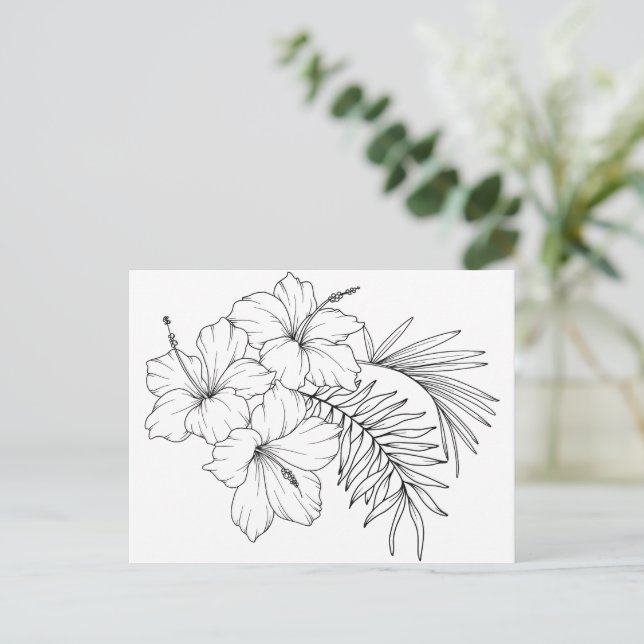 Carte Postale Art Tropical Flower Line (Debout devant)