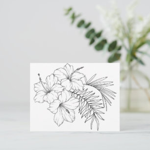 Carte Postale Art Tropical Flower Line