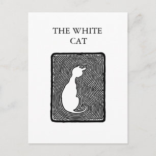 Carte Postale Art vectoriel noir et blanc The White Cat modèle