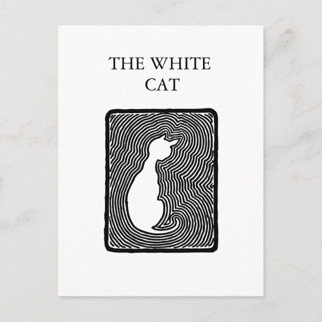 Carte Postale Art vectoriel noir et blanc The White Cat modèle (Devant)