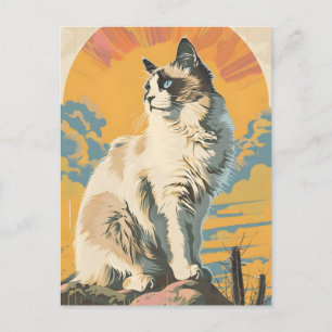 Carte Postale Art Vintage Chat Ragdoll
