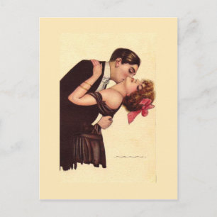 Carte Postale Art vintage ~ Couple romantique embelli