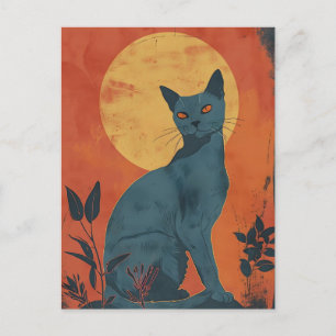 Carte Postale Art Vintage de chat bleu russe