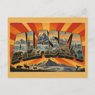 Carte Postale Art vintage de la toundra glaciaire de la montagne